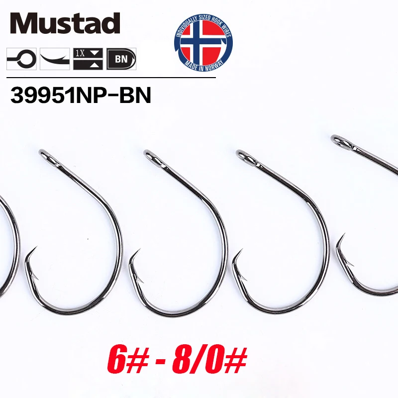 Mustad Norway Origin Fishing Hook High Carbon Steel Big Size Circle Fish Hooks,6#-8/0#,39951NP-BN