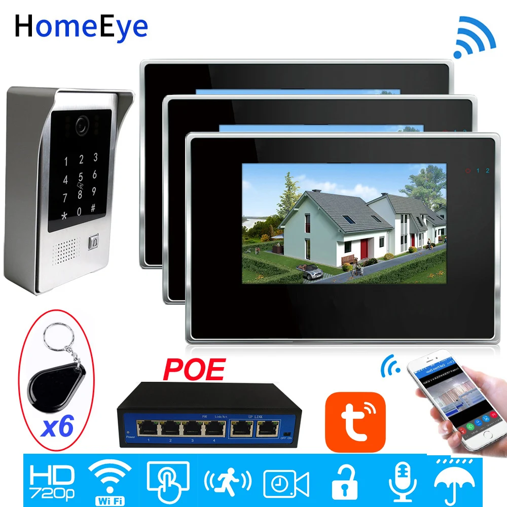 IP Video Intercom POE System Wifi Video Door Phone Motion Detection TuyaSmart App/Codepad/IC Card Unlock Security Access Control