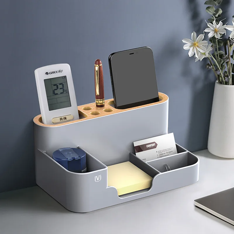 New Multi-function Abs Pen Holder Desktop Storage Box Plastic Simple Storage Box Cosmetic Office Stationery Sundries Sorting Box