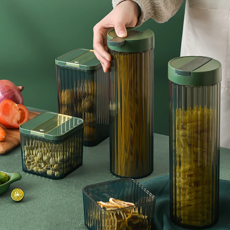 Plastic Sealed Jar Noodles Tank Whole Grain Storage Box Pasta Bucket Sealed Moisture-Proof Food Container Home Kitchen Organizer