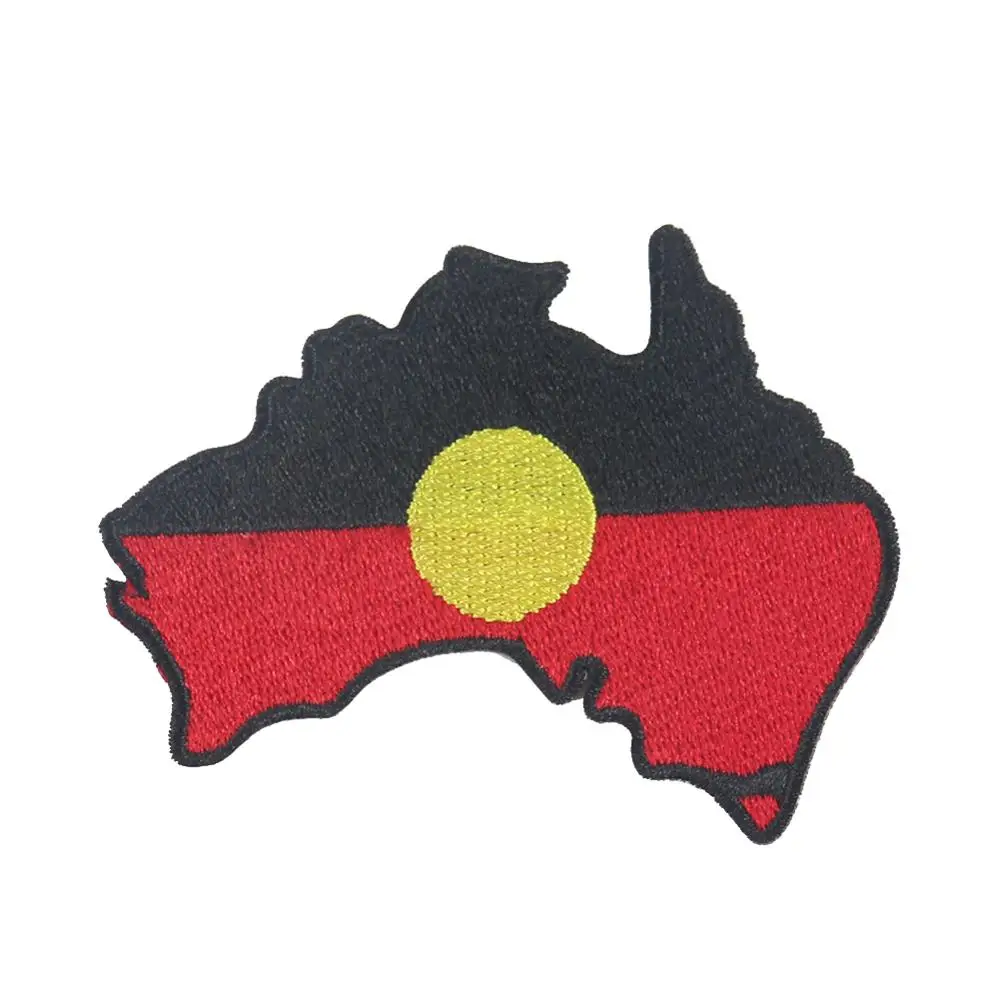 2PCS Australian Map Aboriginal Flag Patch Embroidered Cultures Land Island Iron Applique For Clothing T-Shirt Diy Crafts Decor