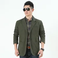 Men's Washable Fabric Single Breasted Button Blazers Business Suit Loose Military Jackets Outwear 4