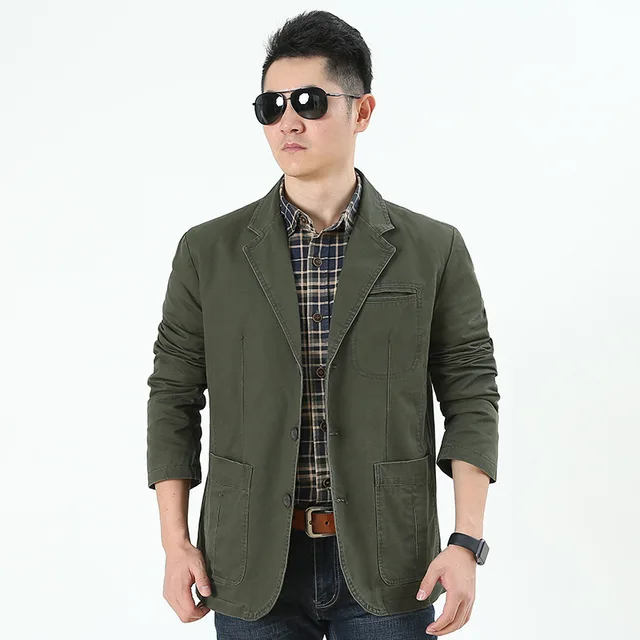Men's Washable Fabric Single Breasted Button Blazers Business Suit Loose Military Jackets Outwear 4 Men's Washable Fabric Single Breasted Button Blazers Business Suit Loose Military Jackets Outwear 4