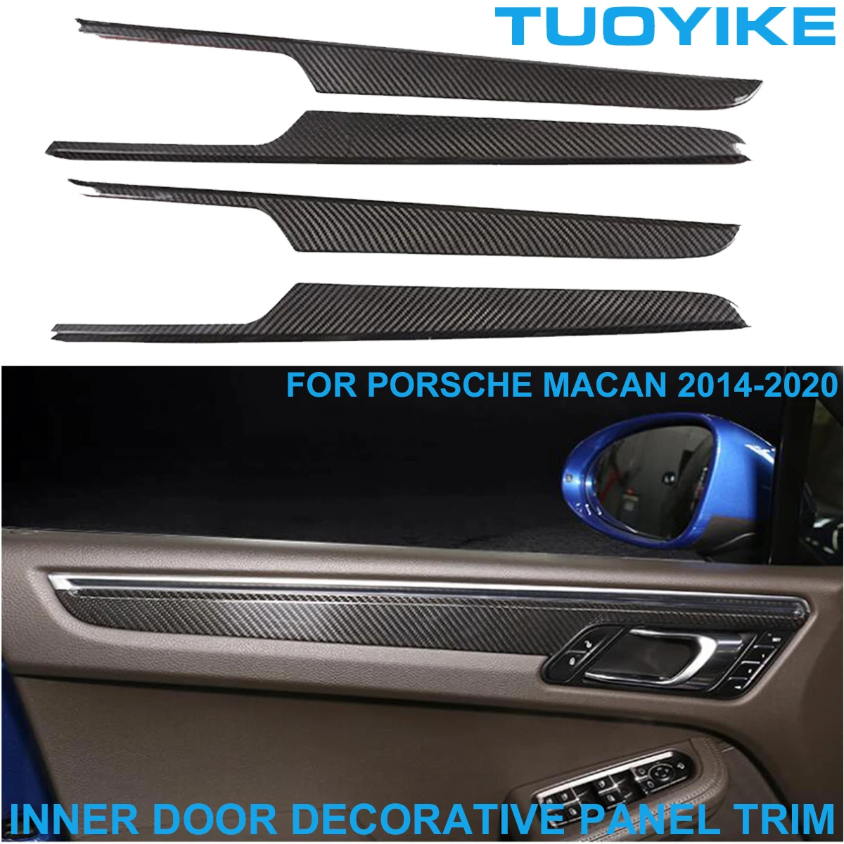 

LHD RHD Real Dry Carbon Fiber Interior Moulding Inner Door Panel Trim Cover Decorative Sticker Kit For Porsche Macan 2014-2020