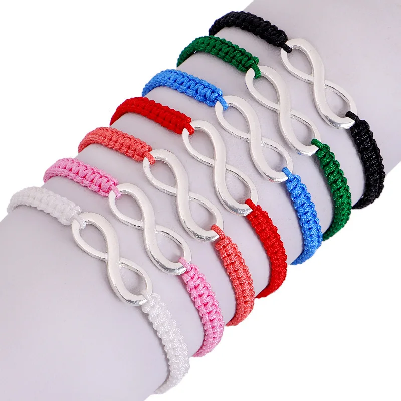 Fashion Infinite Sign Handmade Woven Rope Bracelet For Women And Men Adjustable Cuff Jewelry Dropshipping 7 colors