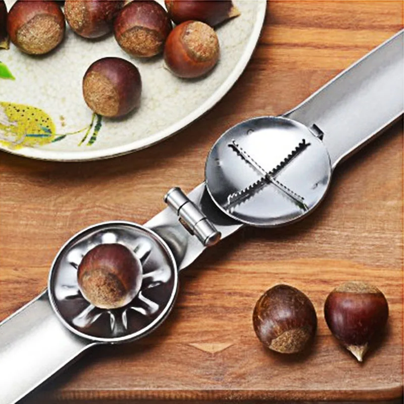 Portable Stainless Steel Chestnut Sheller Cutter Kitchen Nut Clip Walnut Pliers Nutcracker Opener Gadgets Tools Accessories