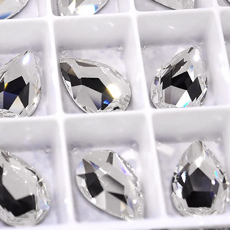 5x8mm 100 Stück Flache Bunte Tropfen-Nagelsteine für Nagelkunst Kristallglasstein Maniküre 3D Glänzende Kleidungsdekorationen – Detail 1