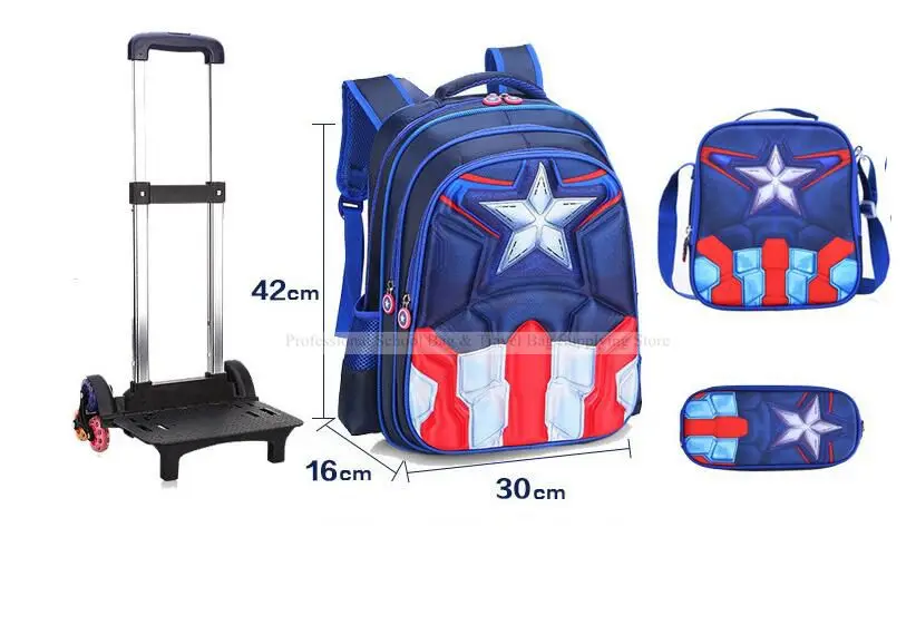 School Troilley Bag Set for boys School Trolley Backpack Set Lunch Bag School Wheeled Backpack for boys School Bookbag Rucksacks