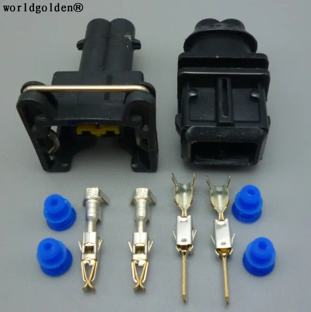 Worldgolden 1set 3.5mm 2 Pin Female And Male Automotive Car Engine Fuel Injector Connector Oil Sensor Plug Automotive Socket 5.0
