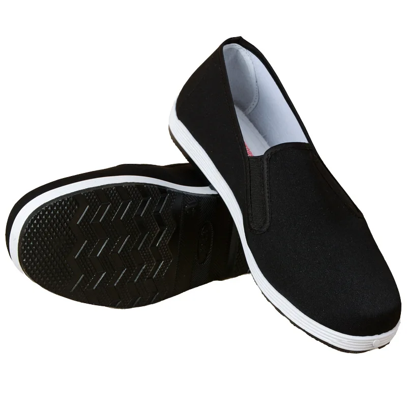 Zapatos informales de tela negra para hombre y mujer, calzado transpirable con boca elástica, suela de tendón de ternera, talla grande 38-47