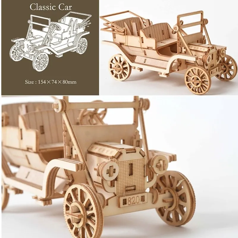 Laser Cutting Sailing Ship Biplane Steam Locomotive Toys 3D Wooden Puzzle Assembly Wood Kits Desk Decoration for Children Kids