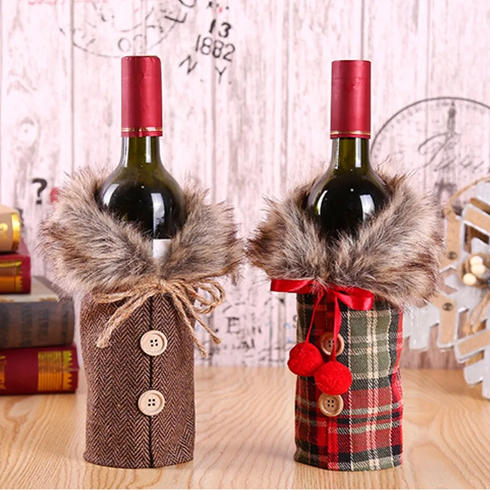 Couverture de Bouteille de Vin de Noël, Décorations pour la Maison, Cadeau de Bonne Année 2024, 2025