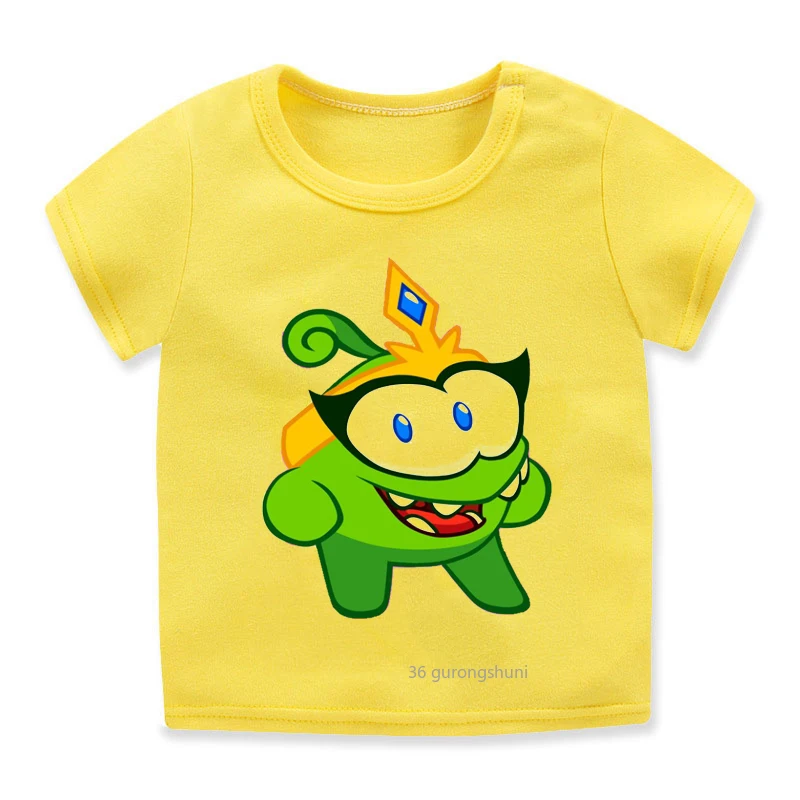 New Hot Sale Boys T-shirt Funny Animals and Lollipop Cartoon Print Kids Yellow Tshirt Summer Harajuku Boys Hip Hop T Shirt Tops