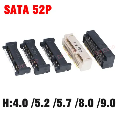 2X Mini PCI-E PCI Express PCie SATA 52pin 4.0 5.2 5.7 8 9 MM Altezza Presa Femmina Adattatore connettore SMT integrato per SSD