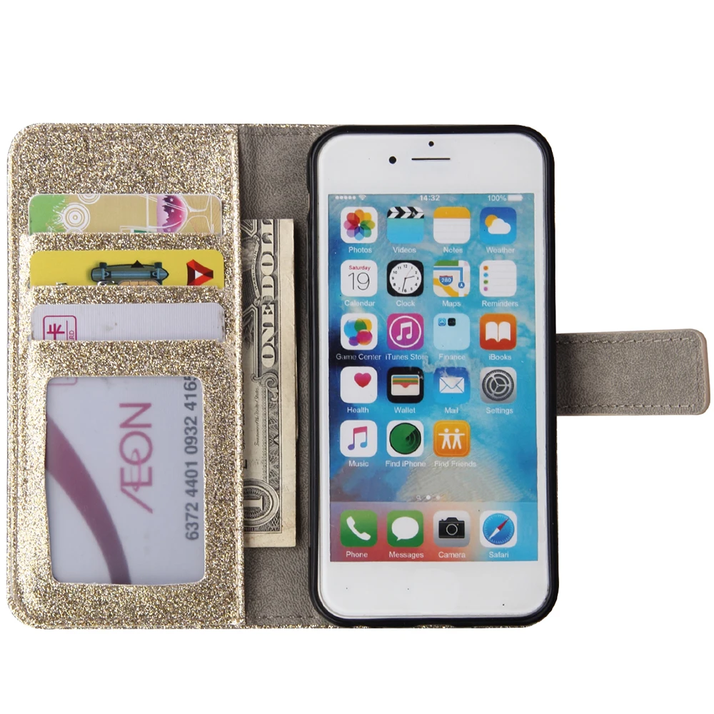 Luxury Glitter Flip Leather Wallet Case For Huawei P30 P40 Pro Psmart 2019 2021 Case