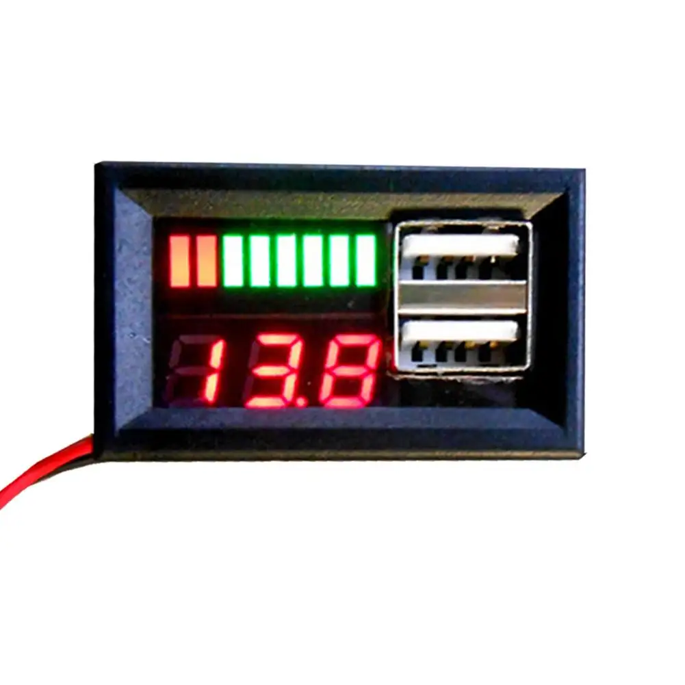 1PCS Motorcycle Electric Car 5V Battery Detector Voltage Power Display Dual USB Output For Outdoor Mobile Power