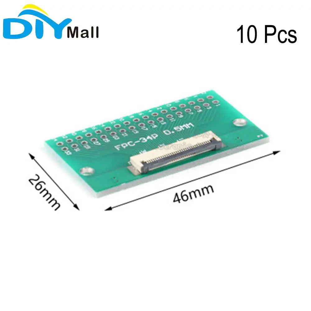 10ชิ้น/ล็อต34P FPC FFCสายแบนแบบยืดหยุ่นอะแดปเตอร์0.5มม.1มม.ถึงDIP 2.54Mm