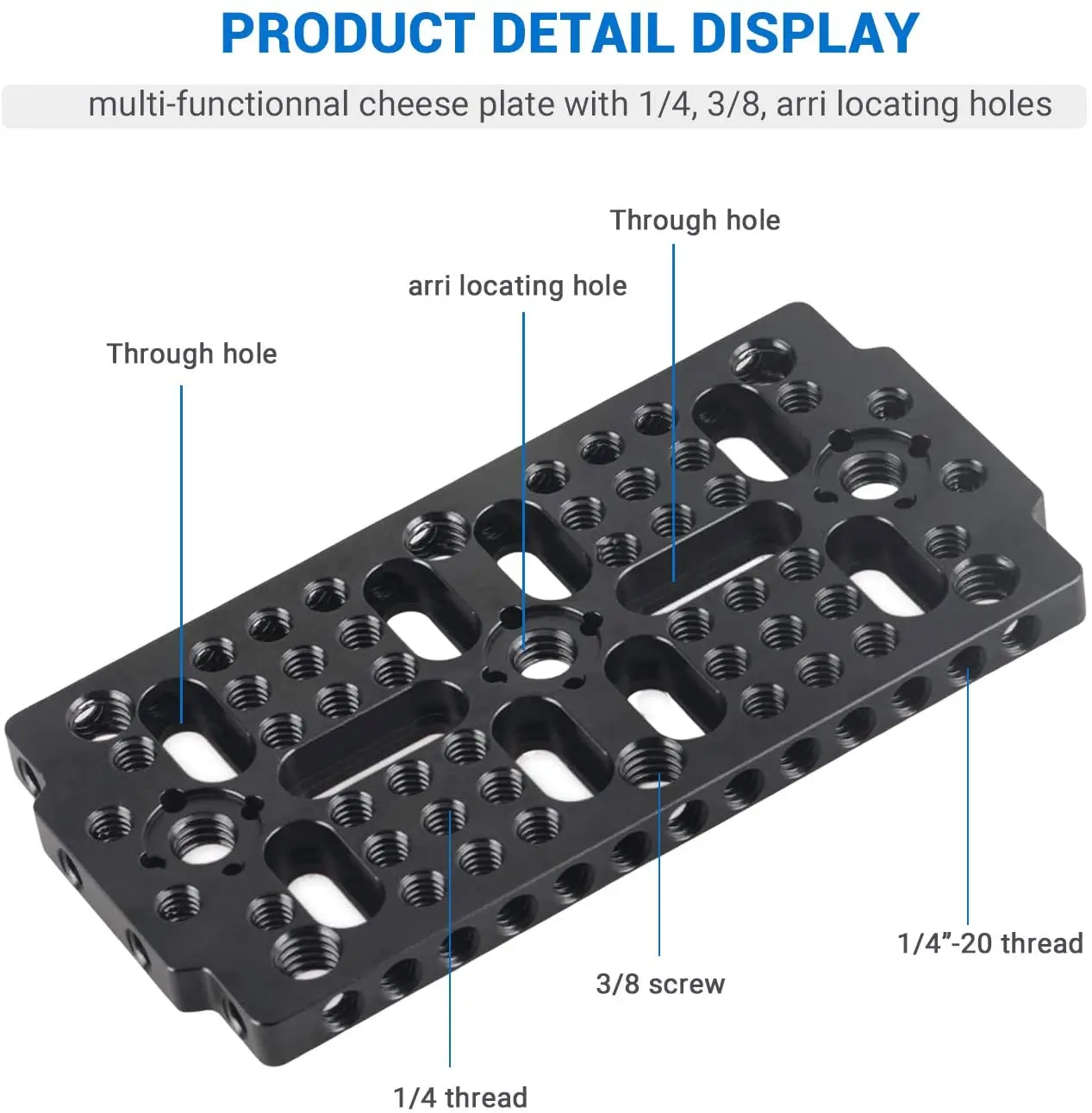 SmallRig Multi-purpose Switching Plate for Rail block/Dovetail Camera Cheese Plate With 1/4 3/8 Thread Holes - 1681