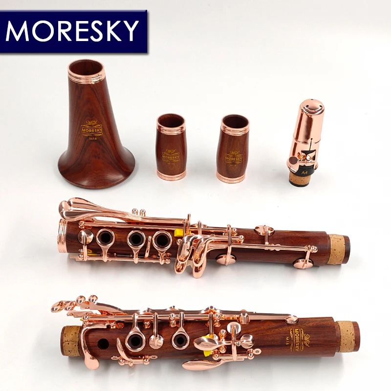 MORESKY Red Wood Professional Clarinet  Rosewood  bB /Rose Gold-Plated Keys/Redwood Sib Klarnet