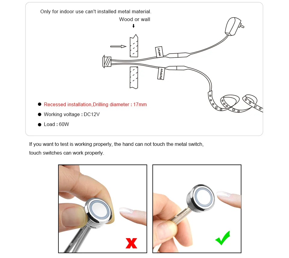 6mm Flexible LED Neon Strip Light With Power Adapter Touch Dimmer Hand Sweep PIR Motion Sensor Switch Set