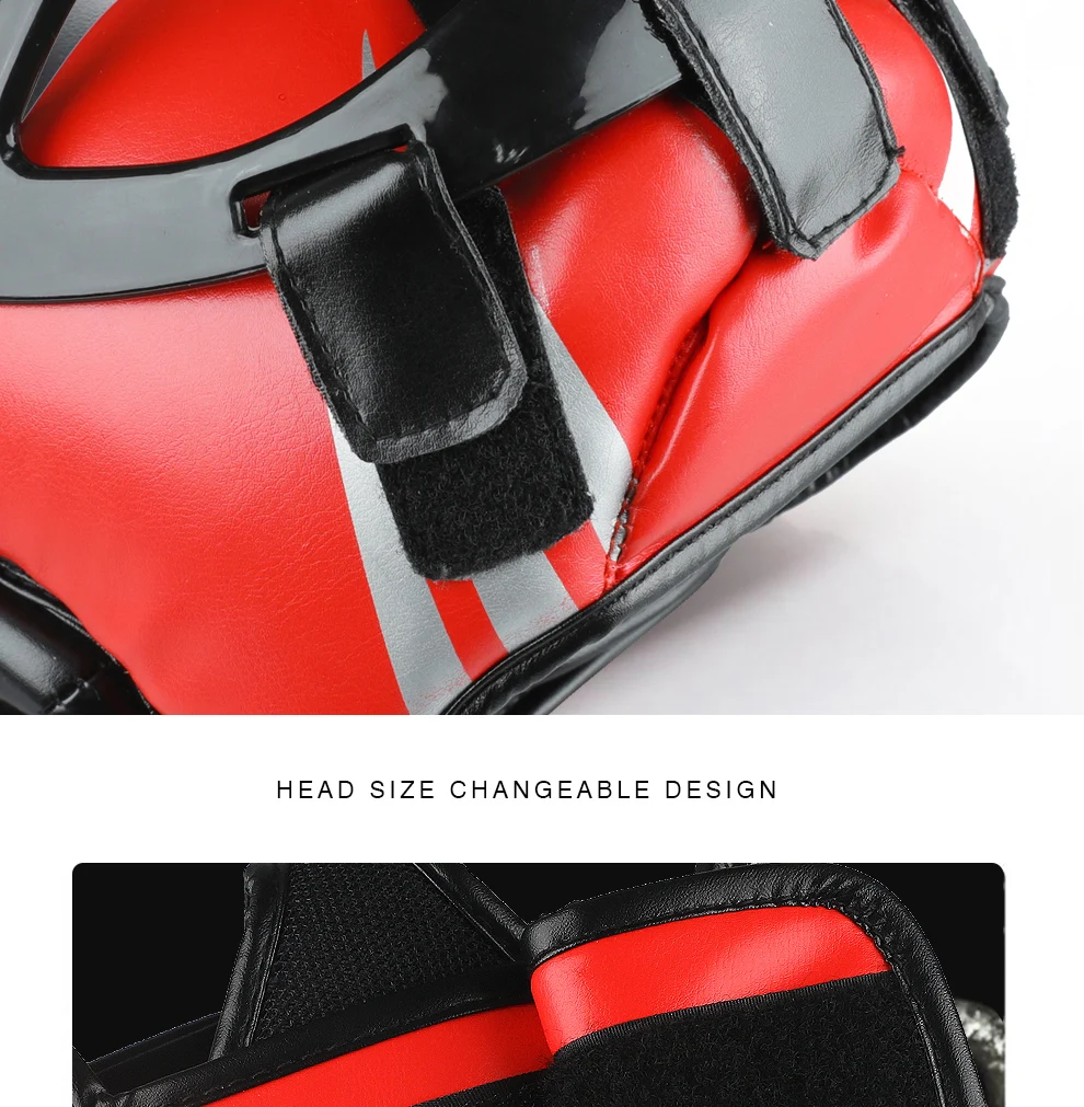 Hochwertiger PU-Leder Boxhelm Kopfschutz für Erwachsene und Kinder Professioneller Wettkampf-Kopfschutz MMA Muay Thai Kickboxen Kopfschutz – Detail 11