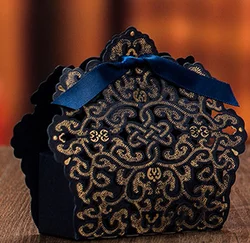 10X Laser Cut Candy Box Hollow Lace Flower Navy White/Gold/Red/blue DIY favor box wedding candy gift bag favour box baby shower