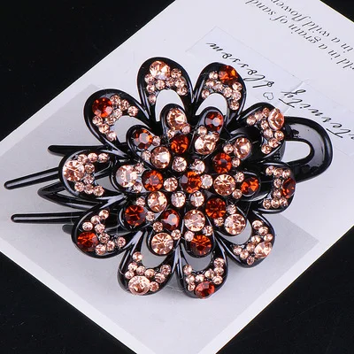 New fashion large Boutique luxurious wild rhinestone geometric flowers hairpin Barrettes Women girls hair accessoriesr Headwear