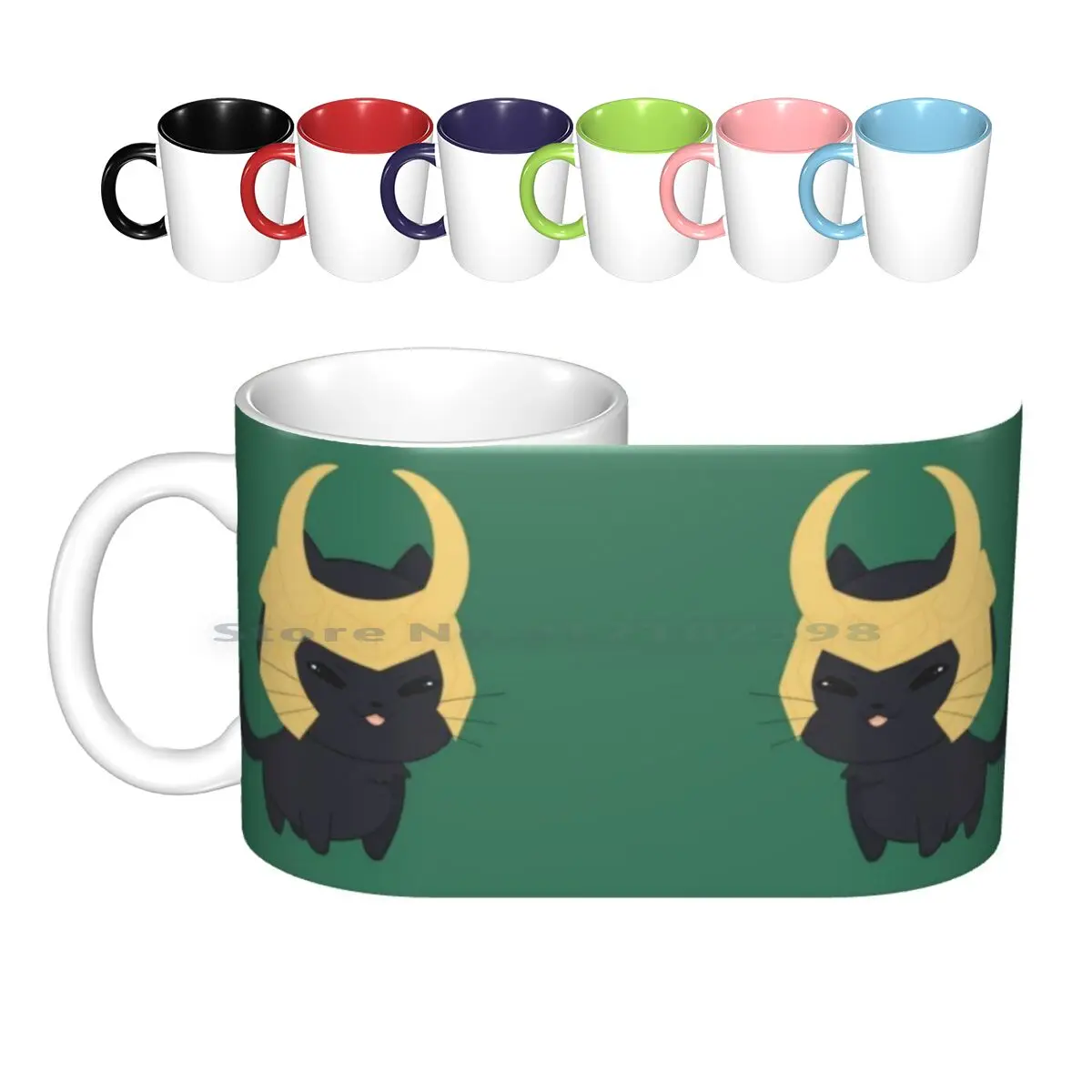 Cat Ceramic Mugs Coffee Cups Milk Tea Mug Cute Kawaii Chibi Cat Kitty Kitten Neko Feline Black Black Cat Norse Norse God