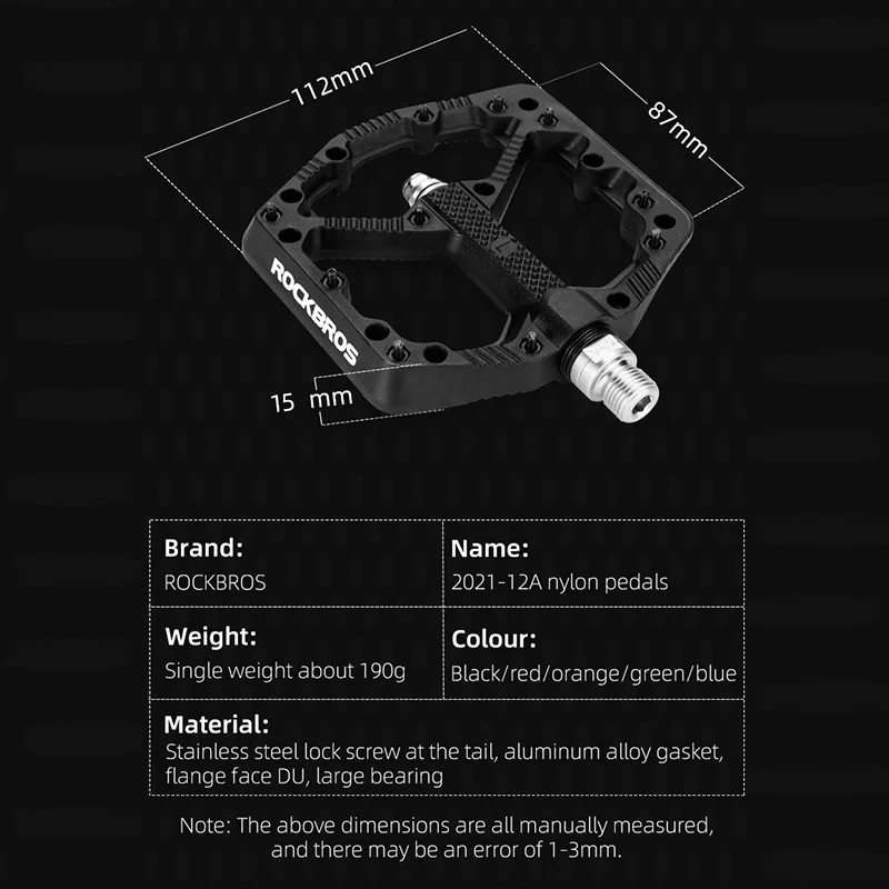 ROCKBROS Bike Pedals Platform Bicycle Flat Non-slip Ultralight MTB Road Pedal Bearings Cycling Mountain Waterproof Accessories