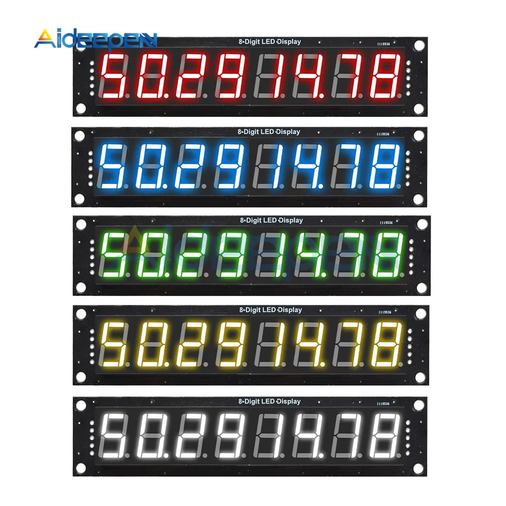 

74HC595 Module 8-Digit LED 0.56" Display Tube (Decimal) 7-Segments 74HC595 Digital LED Tube Module Red Blue Yellow Green White