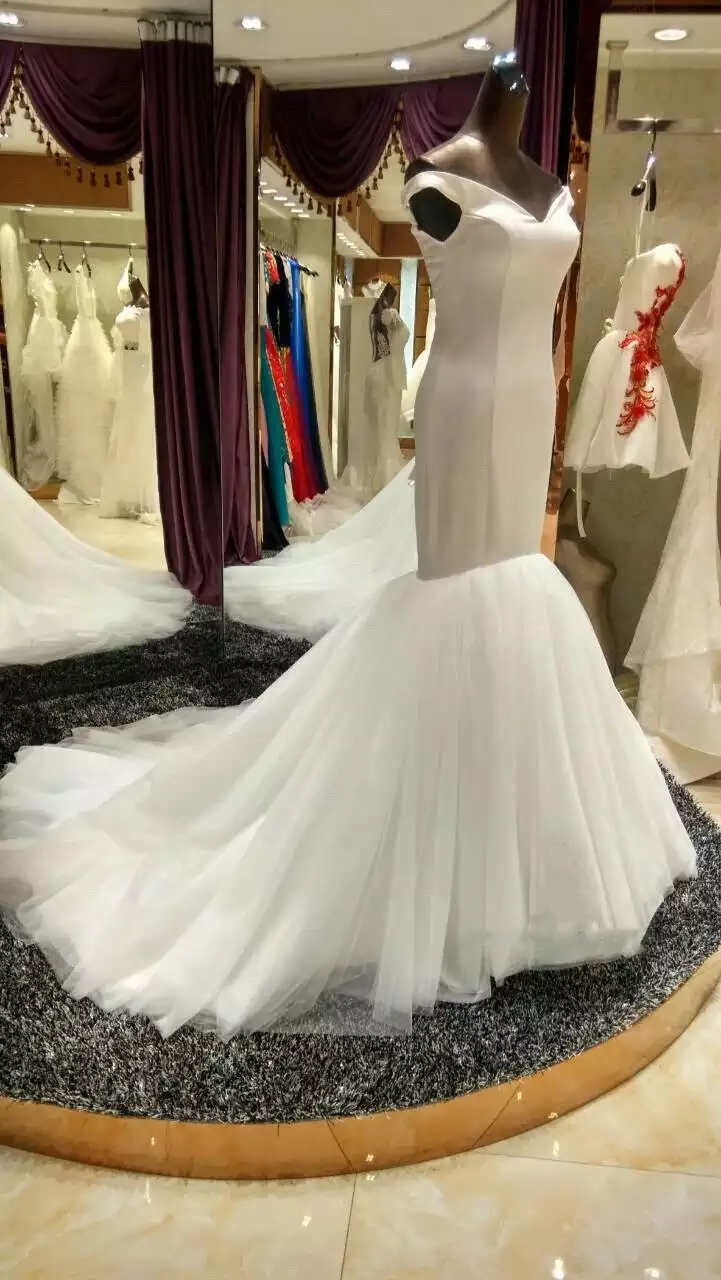 Vestido de novia de satén con cuello de barco, traje de novia de alta calidad, hecho a medida, nuevo