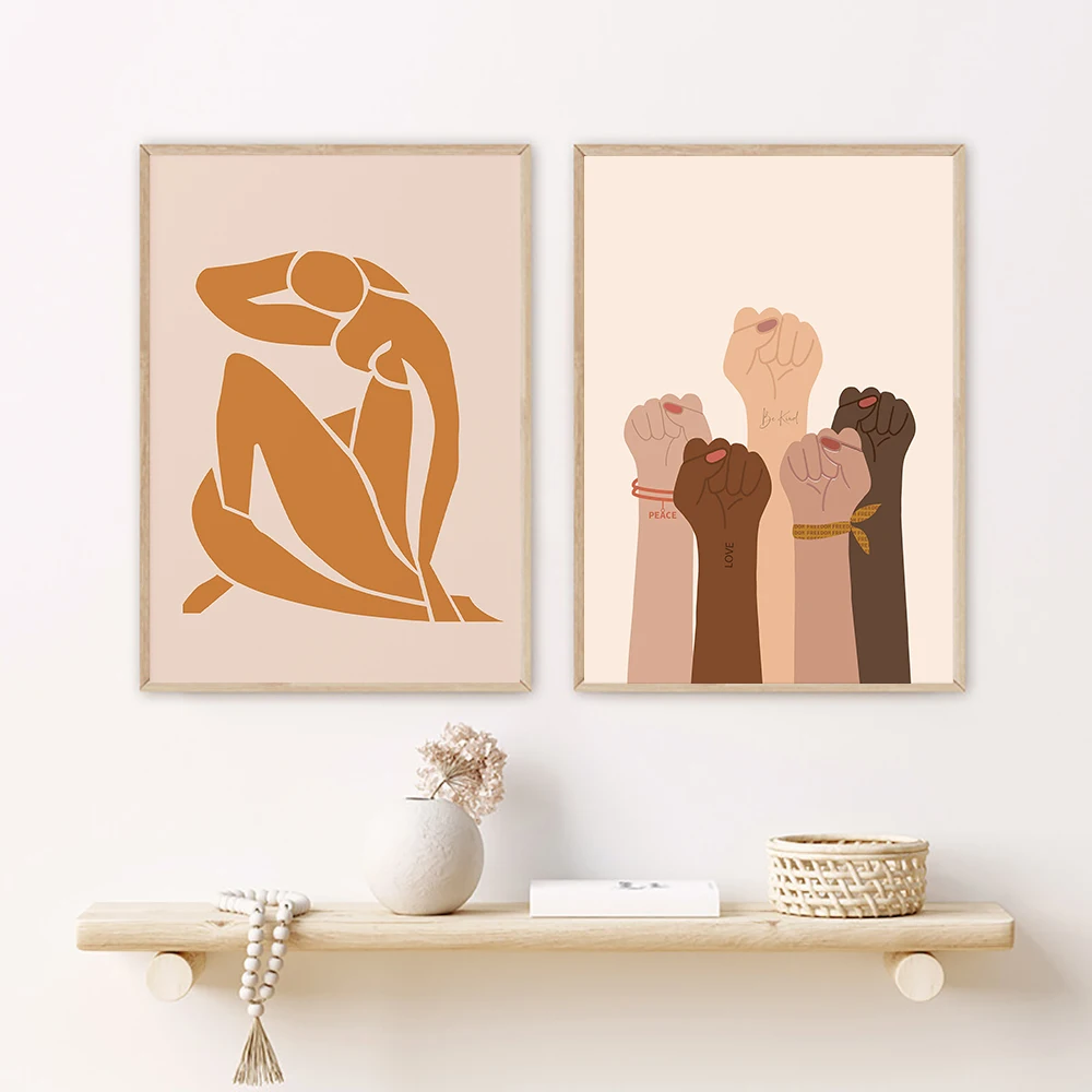 Girl Power Print Feminist illustration Poster Woman Strong Female Art Canvas Painting Wall Picture Woman's Room Decor Girls Gift