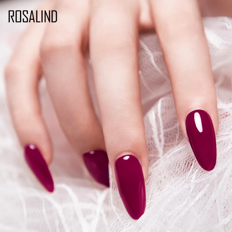 ROSALIND 7ML เล็บเจล Hybrid เคลือบกึ่งถาวรเล็บ Art Manicure Base Matt Top Coat Macaron สีบริสุทธิ์ UV เล็บเจล