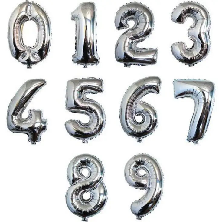 200 pcs/lot 40 inch 0-9 gold/silver foil number balloons birthday wedding party decoration helium inflatable balloon SN444