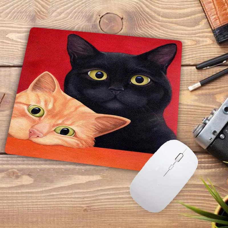 Grande Promotion 22x18cm dessin animé tête de chat mignon Designs Cool tapis de souris de Table ordinateur portable clavier de jeu tapis de souris