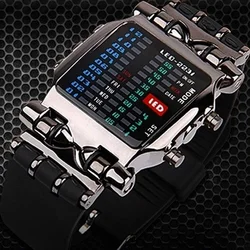 Binary Sports Men's Watches LED Digital Luxury Multifunction Watch For Men Silicone Electronic Wristwatches Reloj Hombre