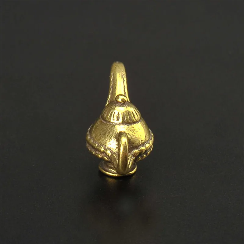Retro Brass Aladdin Magic Lamp Men Car Keychain Pendant Decoration Trinket Metal Copper Oil Lamp Keyring Hanging Fashion Jewelry