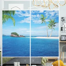 Window Film Privacy Seascape Glass Sticker UV Blocking Heat Control Static Cling for Homedecor
