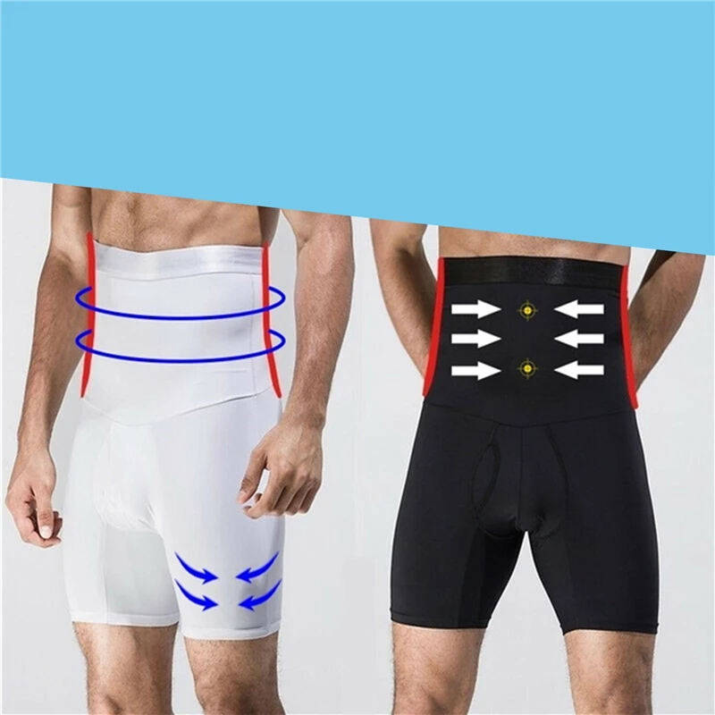 Men Body Shaper Waist Trainer Slimming Shorts High Waist Shapewear Modeling Panties Boxer Briefs Stretch Tummy Control Underwear