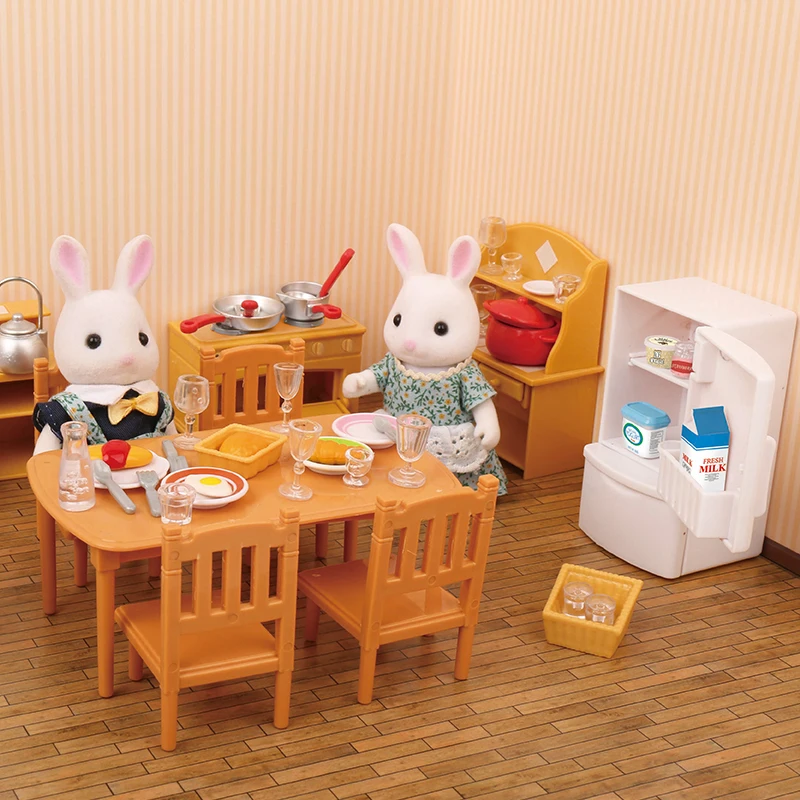 Forest Family Villa Miniature Furniture Mini 1:12 Bunny Bedroom Set DIY Dollhouse Animal Toy For Girl Birtday Gifts