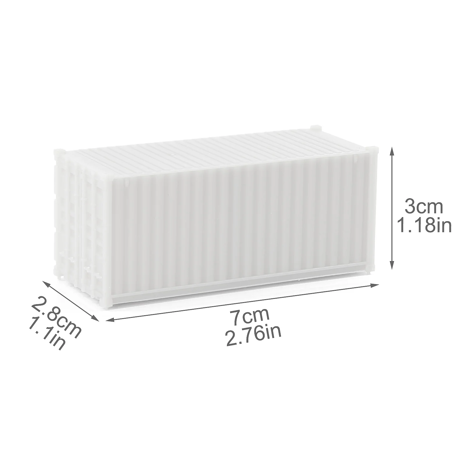 8pcs Model Trains HO Scale 1:87 20ft Blank Shipping Container Uncolored 20\' Cargo Box C8720JJ