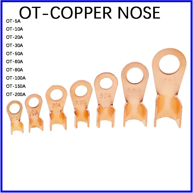 

Terminal OT Series 10/20/30/40/50/60/100/150/200A Splice Wire Dia Copper O shape Circular Naked Battery Cable Connector Open Lug