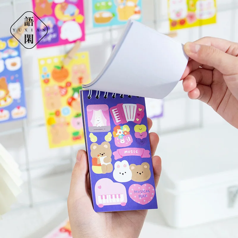 Cute Cartoon Animals Coil Sticker Book Creative Hand Account Decoration Collage DIY Material Stickers Scrapbooking