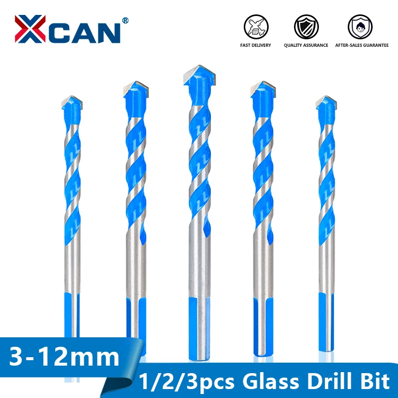 XCAN Glass Drill Bit 3-12mm Triangle Bit for Ceramic Tile Concrete Brick Wood Drilling Power Tool Accessories Drill Bit