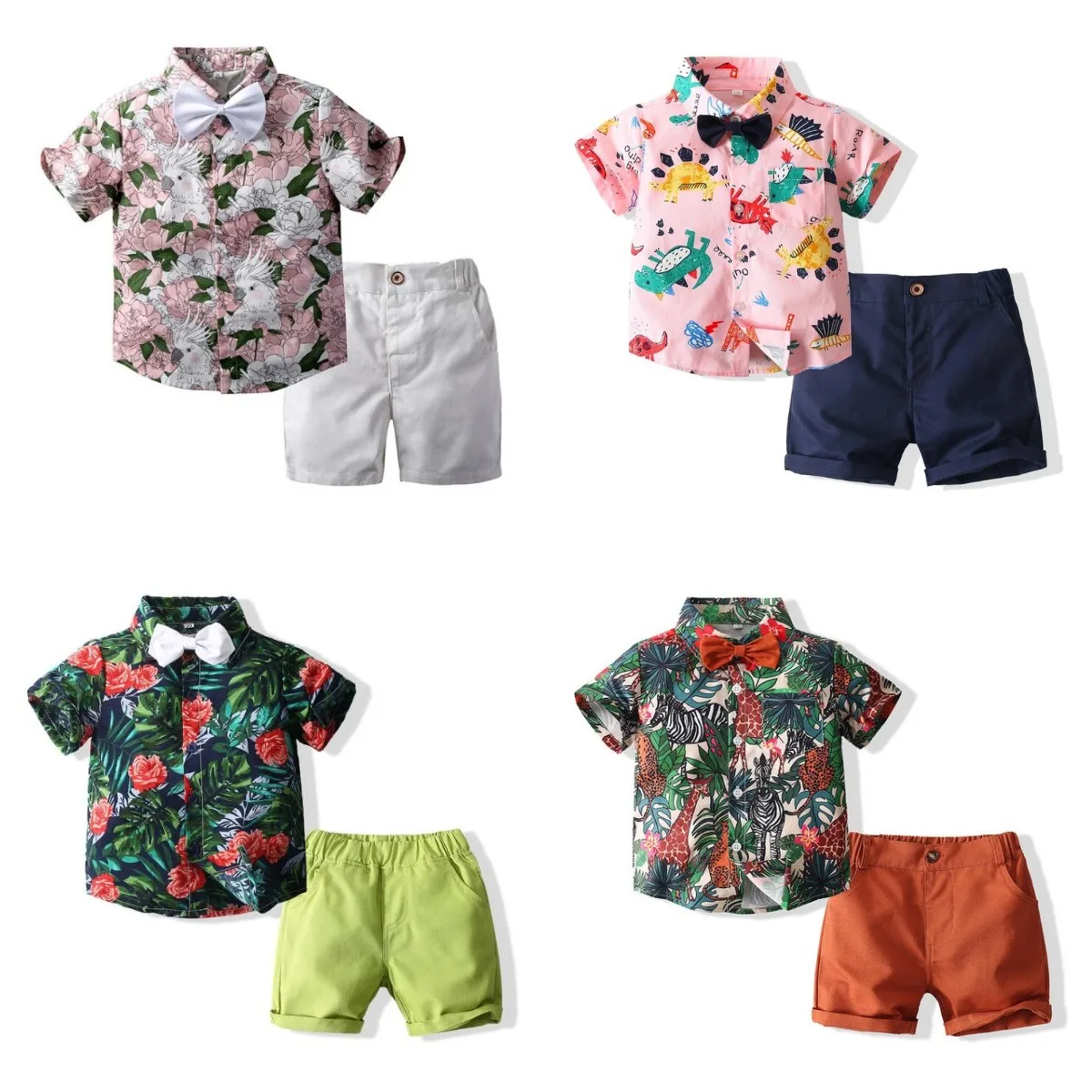 

New High Quality Summer Boys Kids Beach Suits Fashion Casual Childrens Clothing 2 Piece Sets Shirts Shorts Clothies Promotion