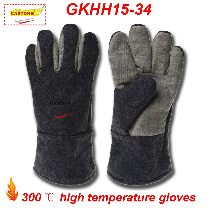 

CASTONG 300 degrees High temperature gloves Anti-scald Insulation fireproof gloves oven barbecue welding megathermal work gloves