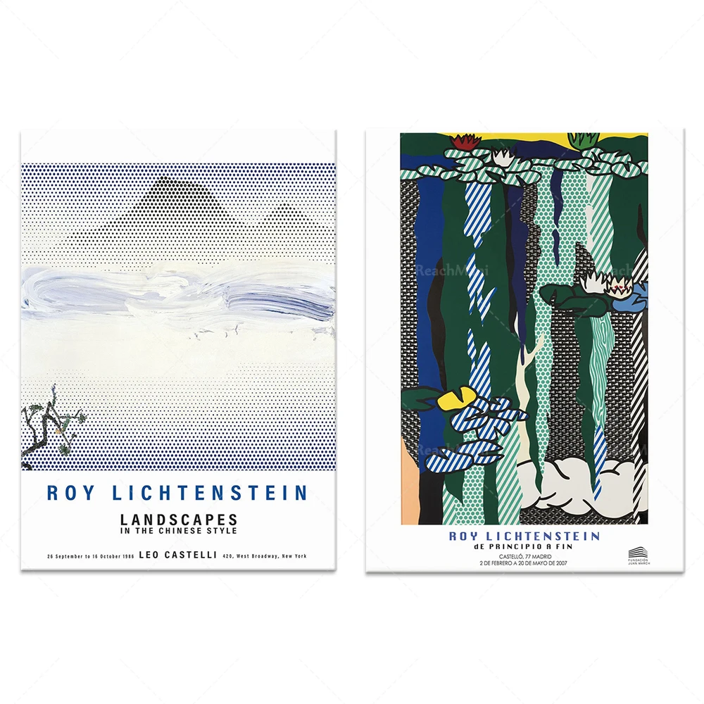 Roy Lichtenstein Water Lily with Clouds, Chinese Landscape Prints, Landscape Art, Abstract Flower Art, Roy Lichtenstein Art Prin