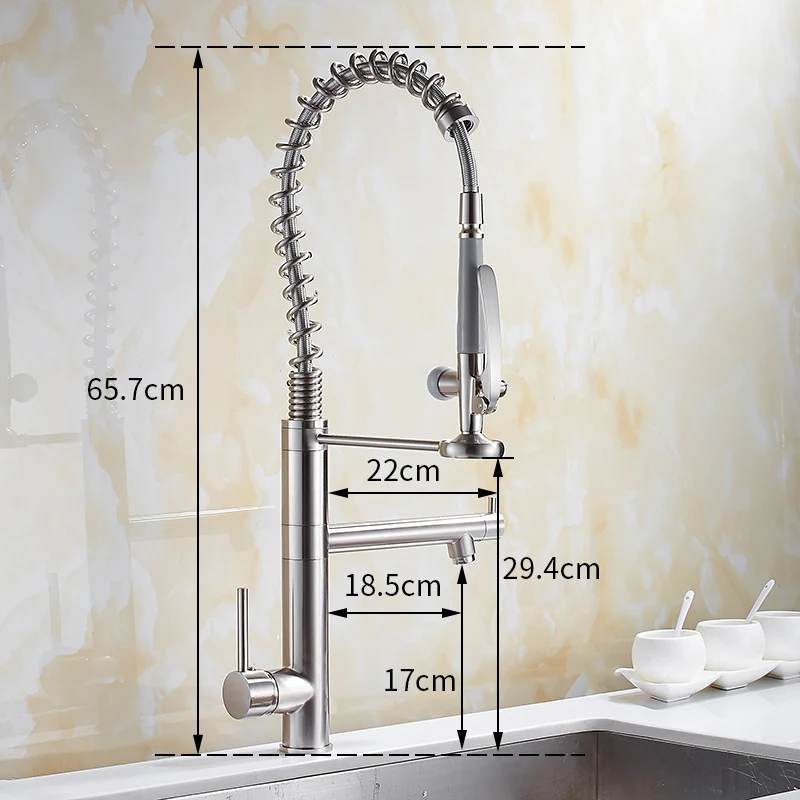 Black Kitchen Faucet Chrome Brass Tall kitchen faucet mixer Sink Faucet Pull Down Spray Single Handle Swivel Spout Mixer Taps