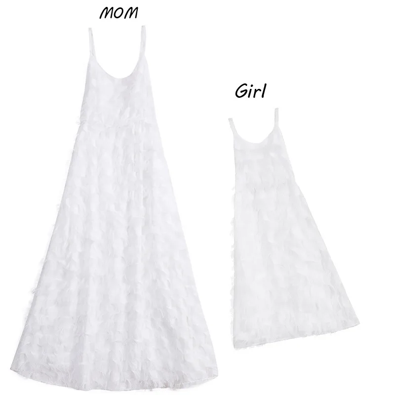 Mom and Daughter Dress Solid Chiffon Long Dress Family Matching Outfits Halter Dress with Suspenders Fashion Mommy and Me Dress