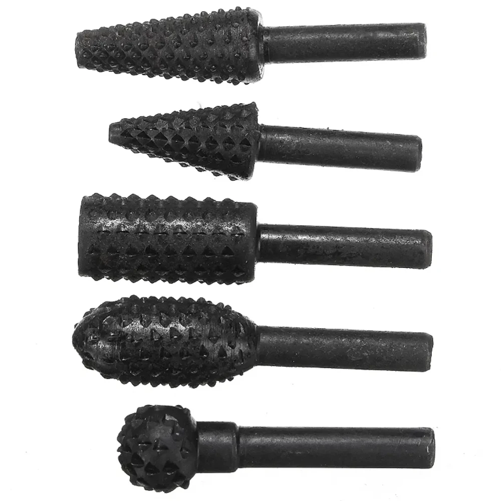 WENXING 5Pcs Engraving Bit Pemotong Penggilingan Burr Rotary Burr Set HSS Rotary File untuk Plastik Kayu Logam Penggiling Listrik cutter